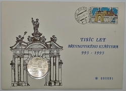 Mincovní dopis - 100 Kčs Tisíci  výročí založení Břevnovského kláštera v Praze - 1993