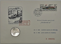 Mincovní dopis - 50 Kčs Stopadesáté výročí zahájení plavby prvního českého parníku Bohemia - 1991