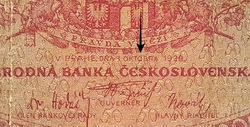 50 Kč 1929 (chybotisk "OKTOBRA" bez čárky !)