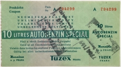 Poukázka na benzín Tuzex (special autobenzin, 10 litrů) 