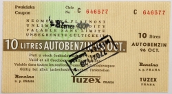 Poukázka na benzín Tuzex (96 oct. autobenzin, 10 litrů)
