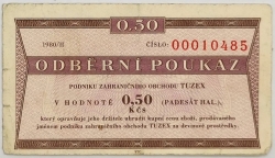 0,50 Kčs tuzex 1980/II. 0,5 bonu