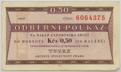 0,50 Kčs tuzex 1972/I. 0,5 bonu