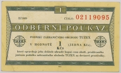 1 Kčs tuzex 1989/II. - 1 bon