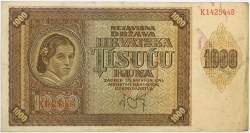 Croatia - 1000 Kuna 1941