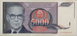 Yugoslavia - 5000 Dinara 1991