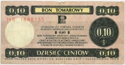 Poland - Bon towarowy Pewex 0,10 $ 1979