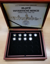 Kompletní sada 9x zlatá 1/25 Oz. investiční mince Český lev 2017 - 2025 v originálním etue (9 x 1,24 g./Zlato 999/1000)