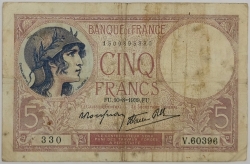 France - 5 Francs 1939