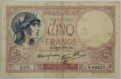 France - 5 Francs 1939