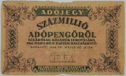 Hungary - 100 000 000 Adópengő 1946