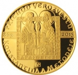 1150. výročí příchodu věrozvěstů Konstantina a Metoděje PROOF (31,1 g./Zlato 999,9/1000) (BEZ KATALOGOVÉ KARTY) 