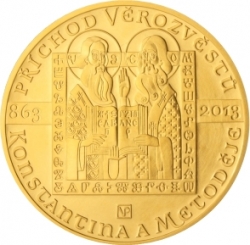 1150. výročí příchodu věrozvěstů Konstantina a Metoděje B.K (31,1 g./Zlato 999,9/1000) 