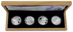 Sada čtyř stříbrných medailí Pocta Oldřichu Kulhánkovi proof