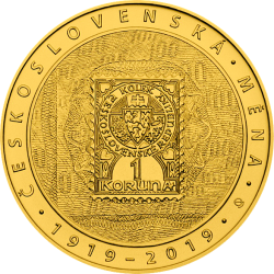 2019 - 10000 kč, 100. výročí zavedení československé měny B.K (31,1 g./Zlato 999,9/1000) 
